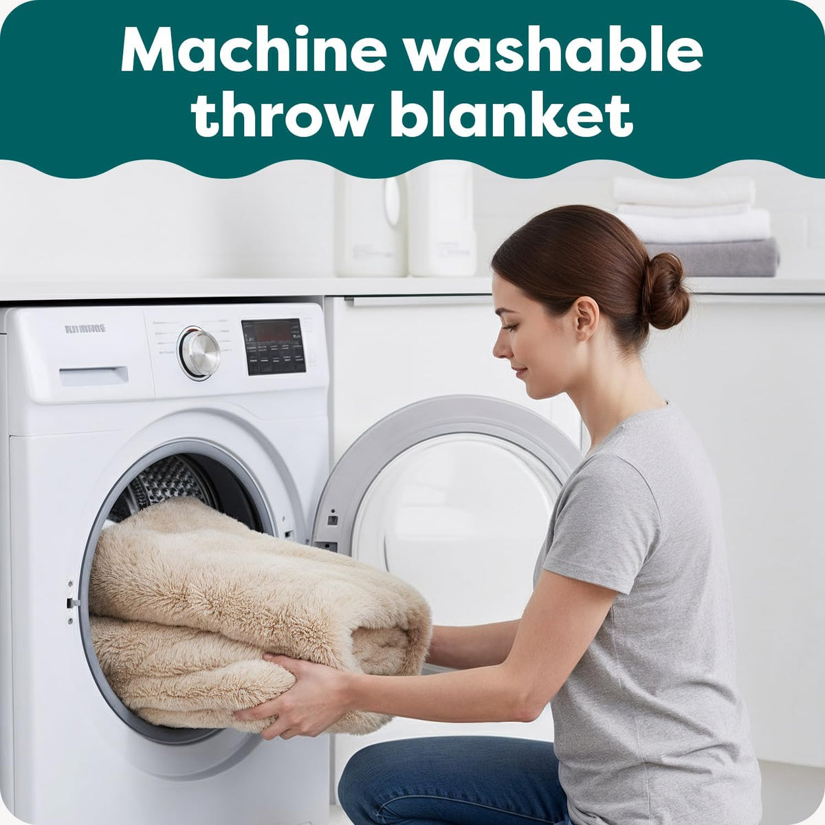 Furhaven Waterproof Throw Blanket for Dogs & Indoor Cats, Washable - Shaggy Plush Calming Long Faux Fur & Velvet Dog Blanket - Taupe, Medium