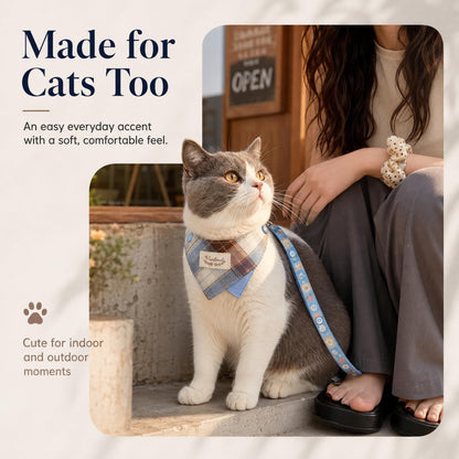 3-Pack Plaid Pet Bandana Bib for Cats and Small Dogs, Adjustable Neck