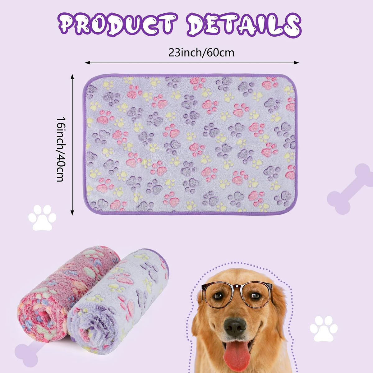 YUEPET 2 Pack Puppy Waterproof Blankets for Small Dogs, Dog Blanket 23"x16"