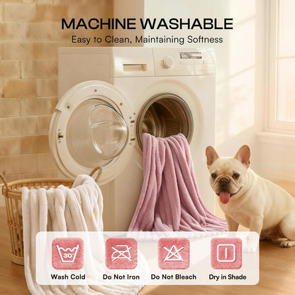 LINENLUX 1 Pack 3 Fleece Dog Blanket Soft Warm Cat Beige/Pink/Grey Small