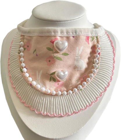 Floral & Lace Bandana Collar Set for Dogs and Cats, Hair Clip Scarf Bib