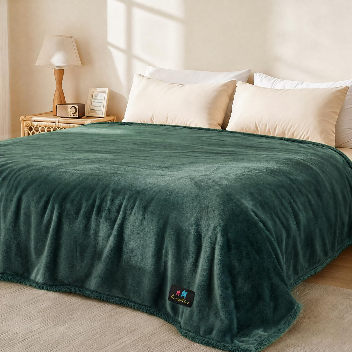Luciphia Waterproof Blanket for Large Dog, Reversible Sherpa Bed Cover