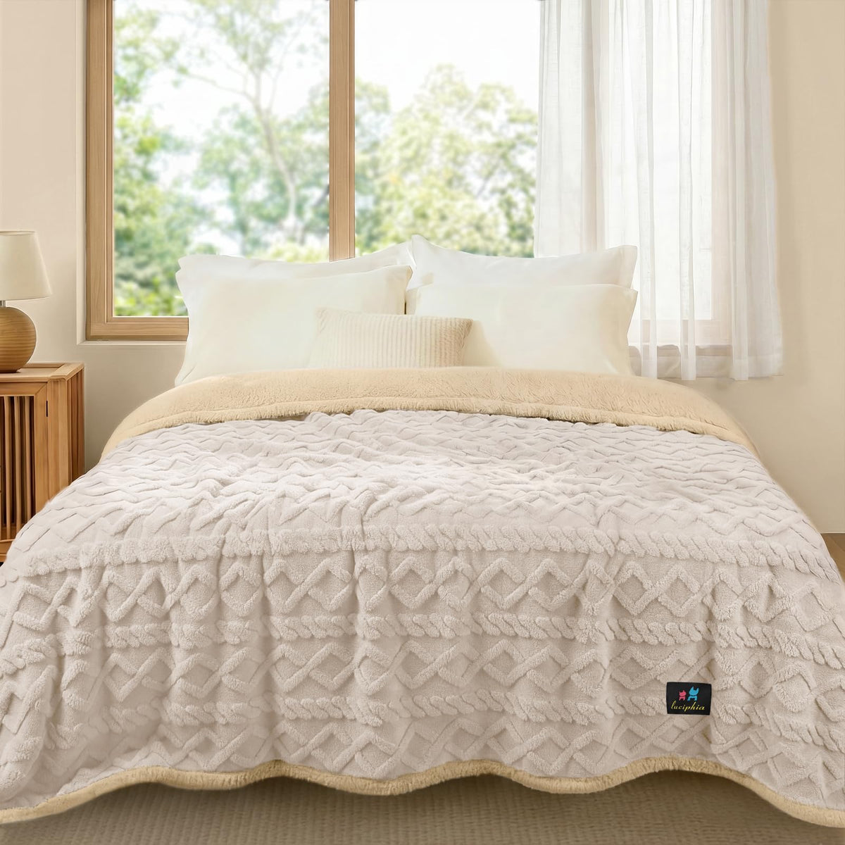 Luciphia Waterproof Blanket for Twin Bed Reversible Fleece Couch Cover