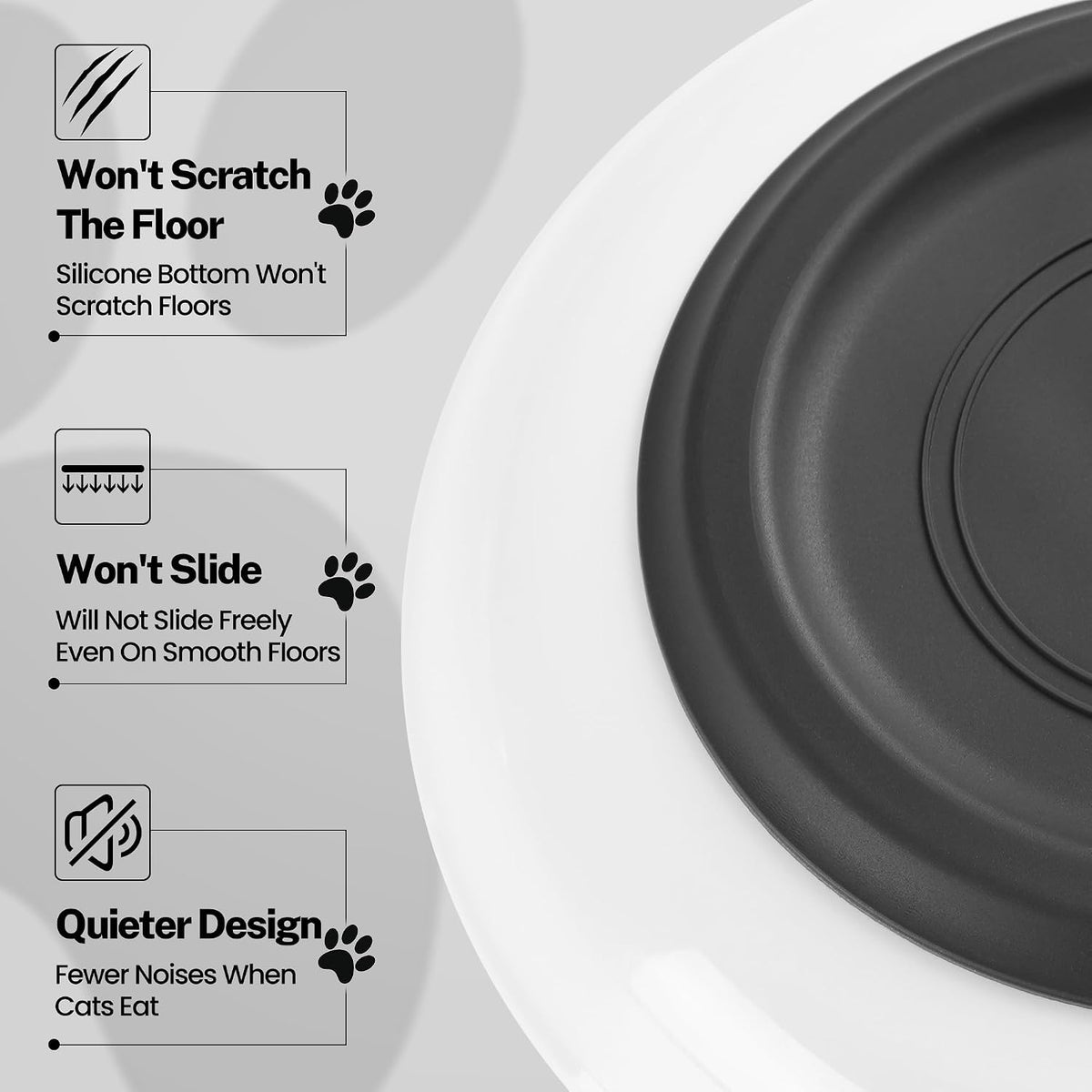 Cat Food Bowl, Whisker Friendly Ceramic Cat Bowls with Nonslip Silicone Bottom, Pack of 3 Quiet Dishes and Plates for Feeding Indoor Cats, Kittens and Small Dogs(Fishbone,Shallower)