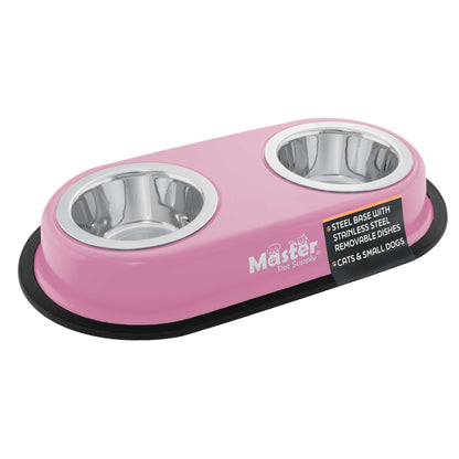 Master Pet Supply Double Dog Bowls Set with Elevated Base Black Velvet