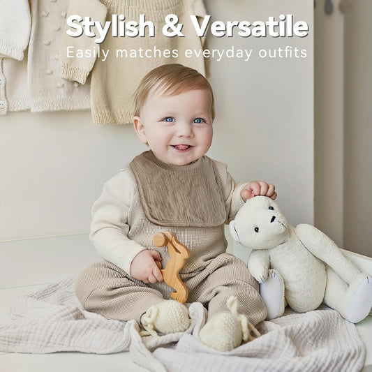 Muslin Baby Bibs for Unisex Boys Girls, Cotton Drool Bibs, Adjustable Newborn Bibs for Drooling and Teething