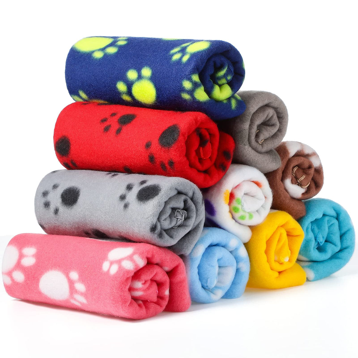 Tatuo 10 Pcs Puppy Blanket for Dog Cat, 24 x 28 Inch, Bright Color
