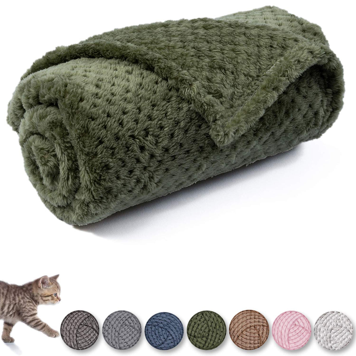 Warm Soft Fuzzy Dog or Cat Blanket, Plush Fleece Throws for Puppy, Kitten, Medium, Large Dogs - Blue (M/32" x 40")