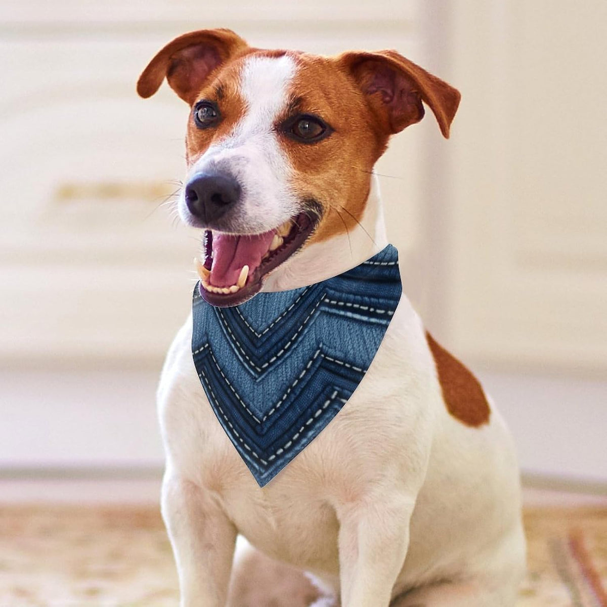 Gradient Blue Denim Dog Bandanas for Feeding Grooming, Triangle Pet Bibs for Cats & Dogs Washable Fashion Pets Scarf for Party Travel 27.6 X 11.8 Inch