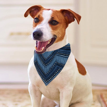 Gradient Blue Denim Dog Bandanas for Feeding Grooming, Triangle Pet Bibs for Cats & Dogs Washable Fashion Pets Scarf for Party Travel 27.6 X 11.8 Inch