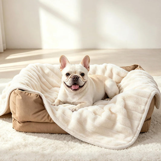 LOOBANI Waterproof Dog Blanket for Small Dogs, Pet Blanket, 25"x30", Cream
