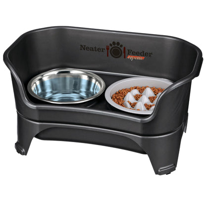 Neater Feeder Express Mess Proof Dog Bowls Elevated for Small Breeds under 15 Lb, Made in USA, No Spill Raised Dog Food Bowl Stand, Stainless Steel Food and Water Bowl Set, Feeding Station, Cappuccino