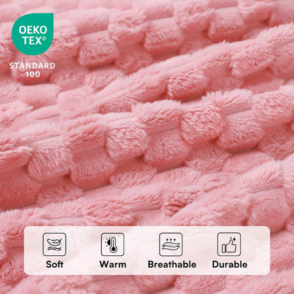 Luciphia 300GSM Fleece Dog Blanket Washable Soft Pcs3-Grey/White/Pink, S