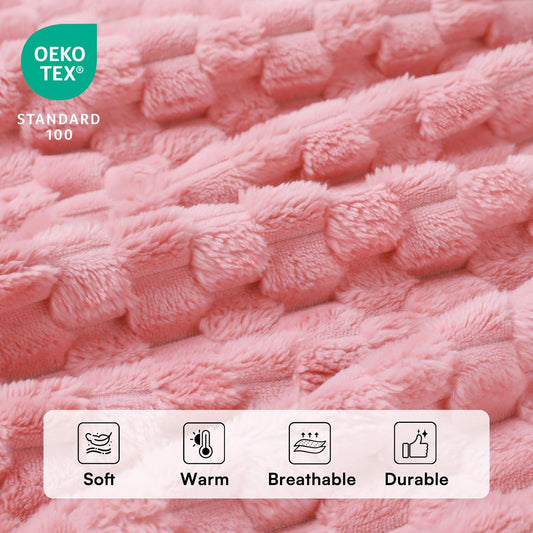 Luciphia 300GSM Fleece Dog Blanket Washable Soft Pcs3-Grey/White/Pink, S