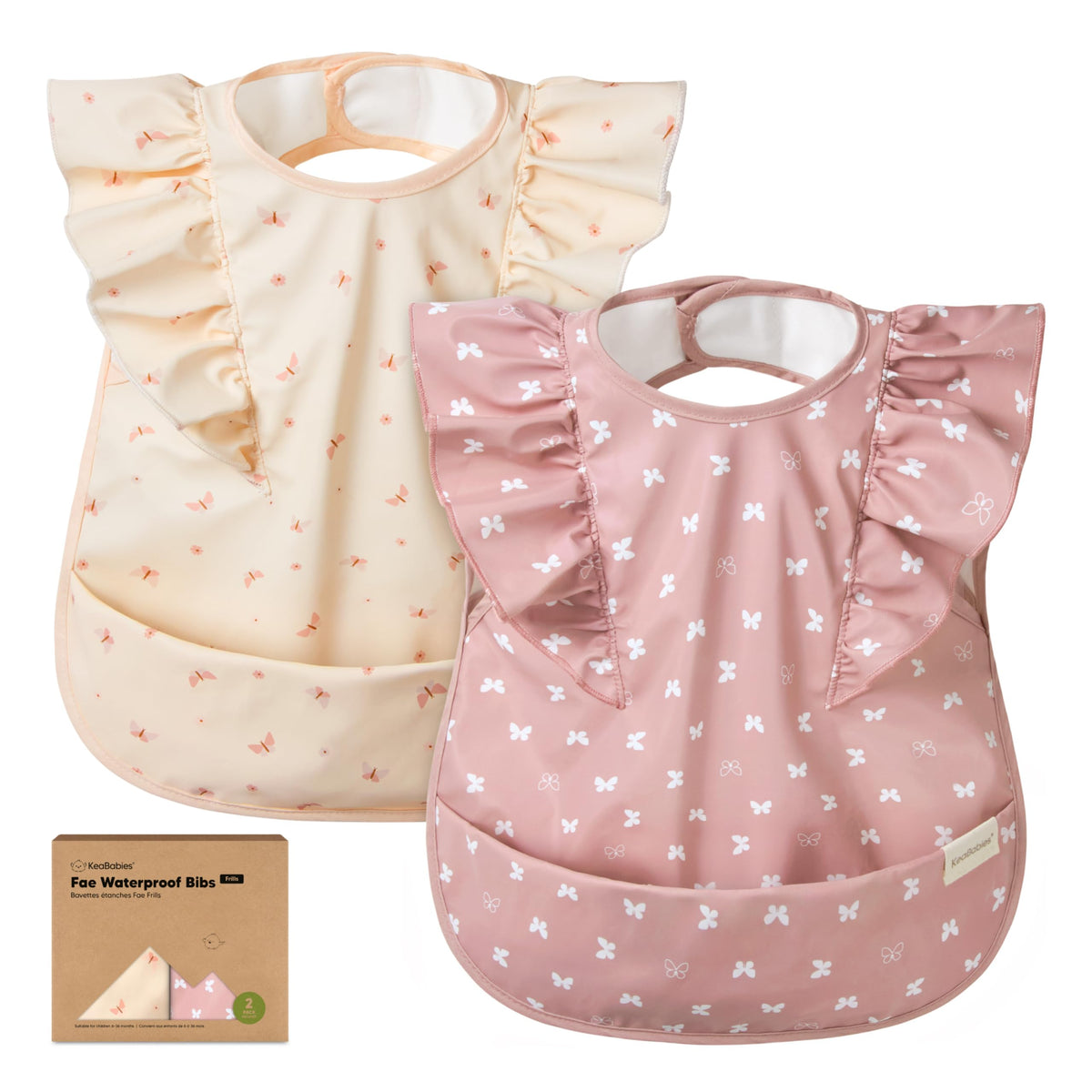 KeaBabies Waterproof Bibs for Baby Girl,Boy, 2-pk Lightweight (Pets & Paws)