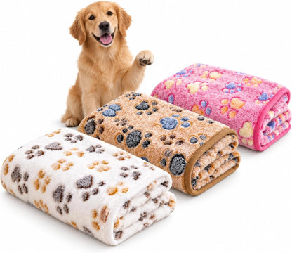 Dog Blankets for Medium Large Dogs, Cute Paw Pattern Washable 41" x 31"