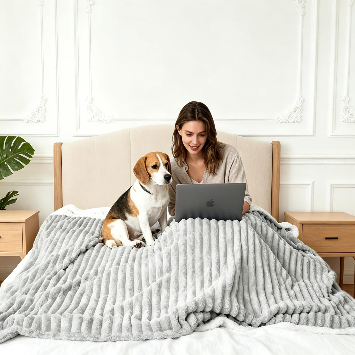 Waterproof Dog Blanket Soft Pet Cat Blanket 40x30 in Cream