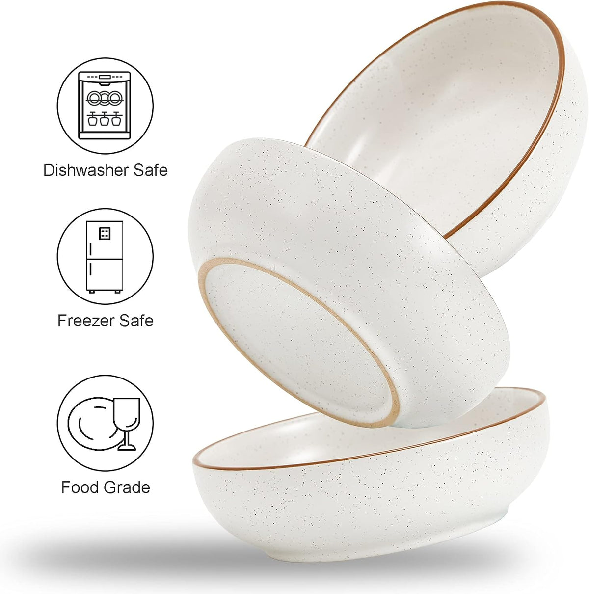 Ceramic Cat Bowls, Howise Pet Bowl Cat Dishes for Food and Water, 5.3 in Cat Food Dish 3 Pack Cat Food Bowls Set Small Dog Dish, Matte White Finish