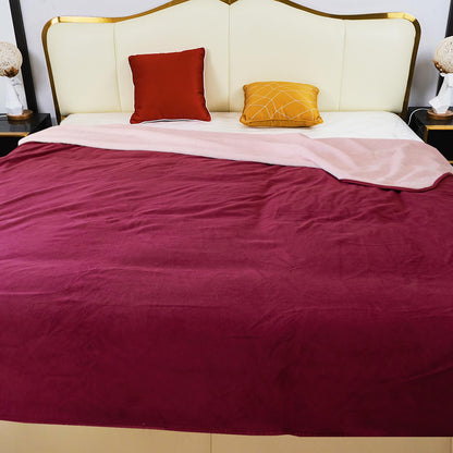 Ahinahwap Waterproof Blanket for Bed Couch Sofa, Reversible & Reusable Cat, Dog Blanket Waterproof Washable, Small Water Resistant Blankets, Leakproof (40"x60", Burgundy/Rose Pink)
