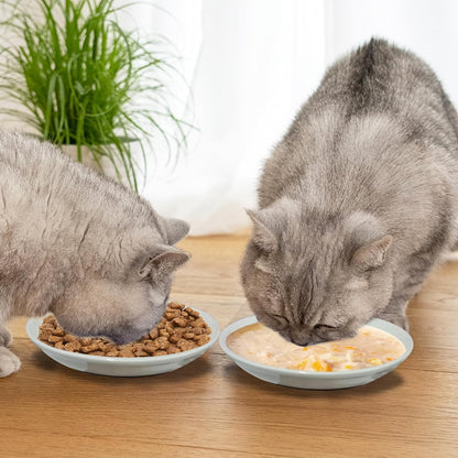 Ceramic Cat Food Bowls, 3-Pack Wide Shallow, Non-Slip Whisker Friendly