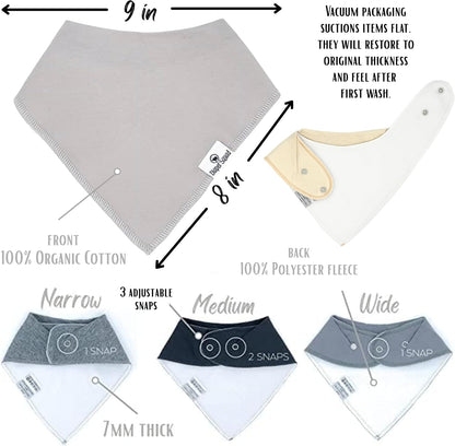 Diaper Squad 10-Pack Organic Cotton Baby Bibs for Baby Boy, Girl