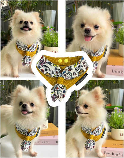 Adorable Adjustable Bib for Cats and Dogs – Pet Accessory to Prevent Food Debris from Splashing onto Fur (Yellow, XS)