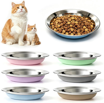 6 Pack Stainless Steel Cat Bowls, Cat Dishes Shallow Whisker Friendly