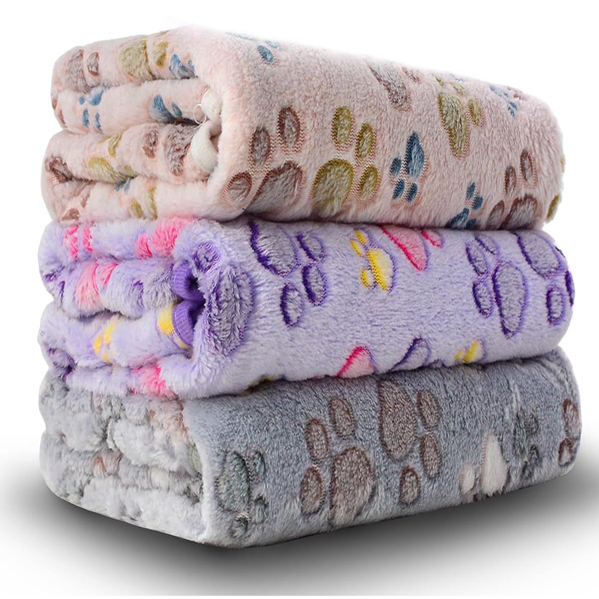 Dog Blankets for Medium Large Dogs, Cute Paw Pattern Washable 41" x 31"