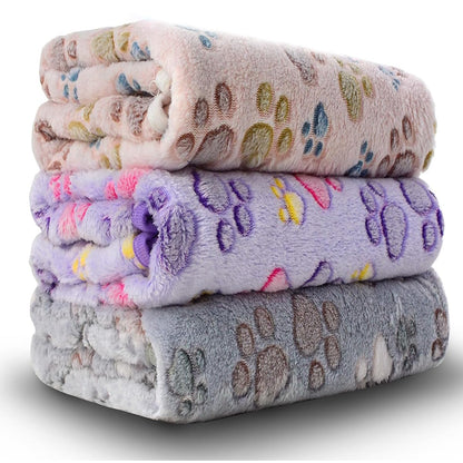 Dog Blankets for Medium Large Dogs, Cute Paw Pattern Washable 41" x 31"