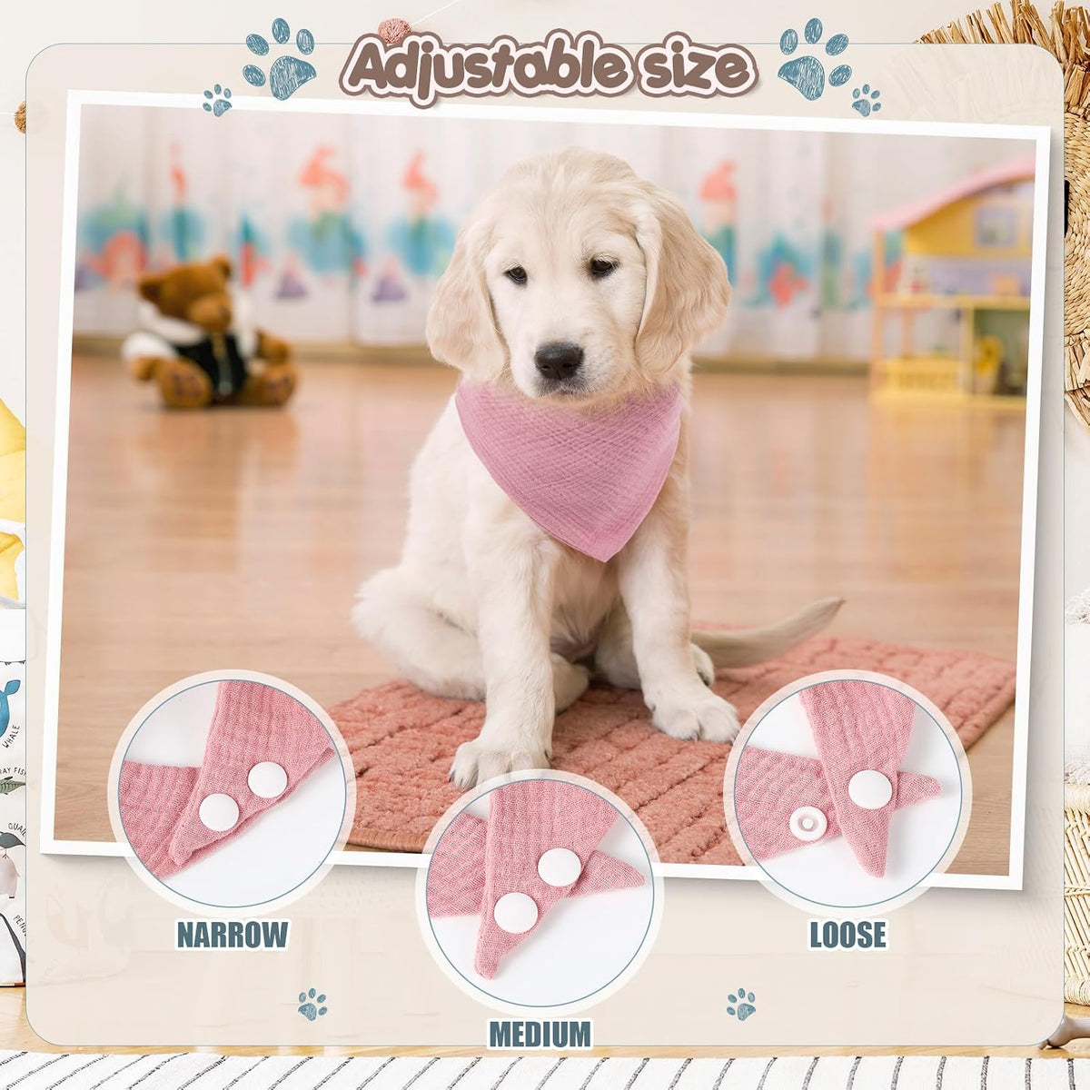 10 Pcs Muslin Cotton Triangle Dog Bandanas Reversible Pet Bibs Scarf Dog Scarves with Two Snaps Apparel Accessories Kerchief for Small to Medium Puppy Cat(Light & Bright Color)