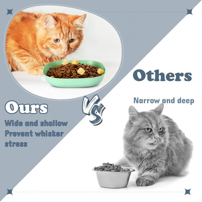 Tioncy 24 Pcs Cat Food Bowls Shallow, Blue, Green, Pink, Beige, Classic