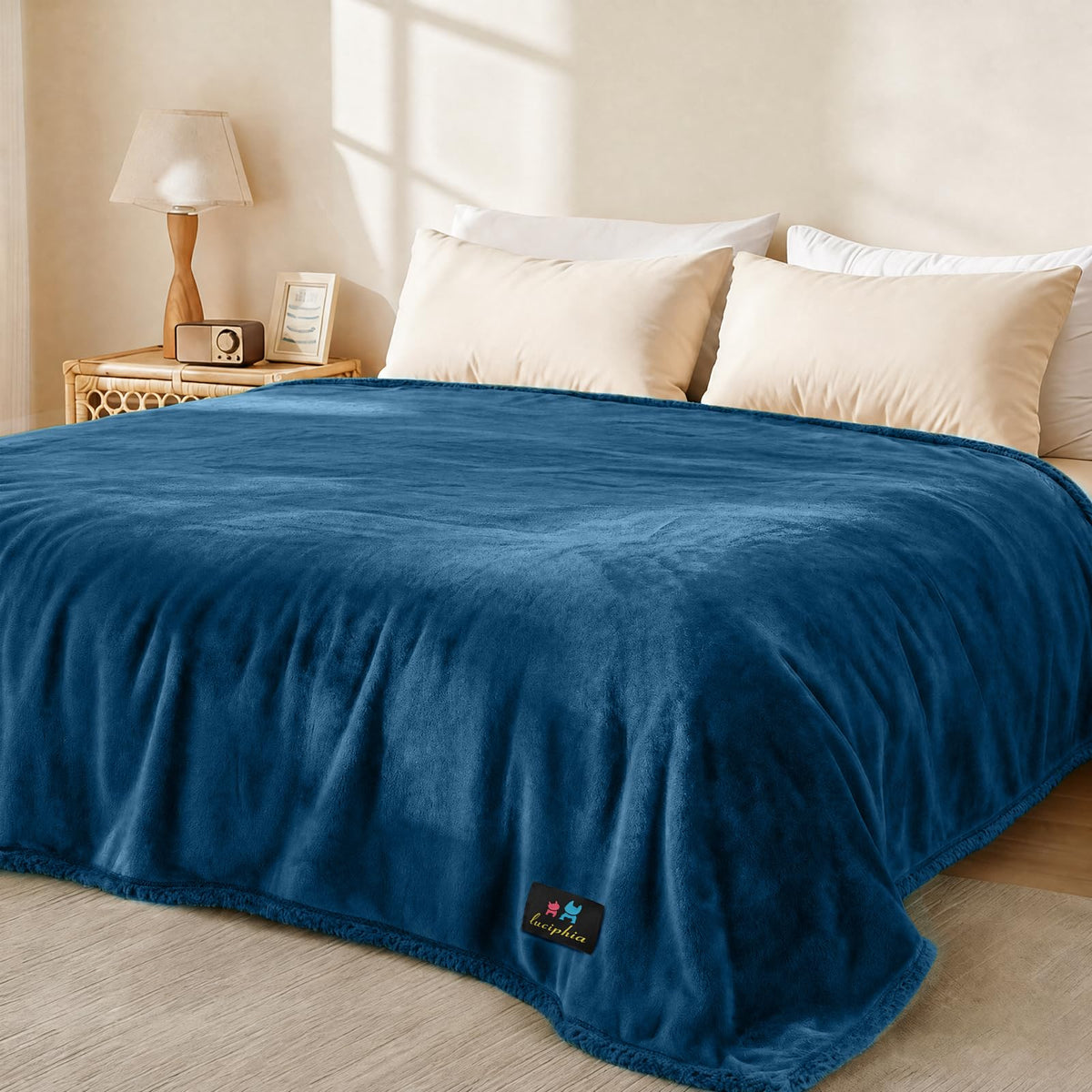 Luciphia Waterproof Blanket for Large Dog, Reversible Sherpa Bed Cover