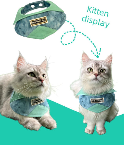 Adorable Adjustable cat bib and Dog Bandana - Cute Gingham Print Drool bib for Pets, Stylish Accessories to Keep Fur Clean (Green, M)