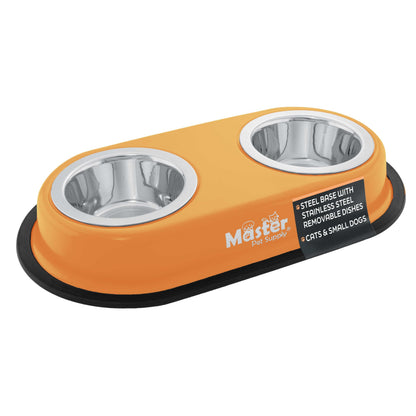 Master Pet Supply Double Dog Bowls Set with Elevated Base Black Velvet