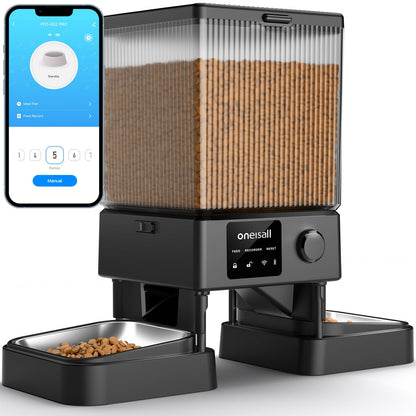 oneisall Automatic Cat Feeder for 2 Cats Pets, Timed Cat Food Dispenser