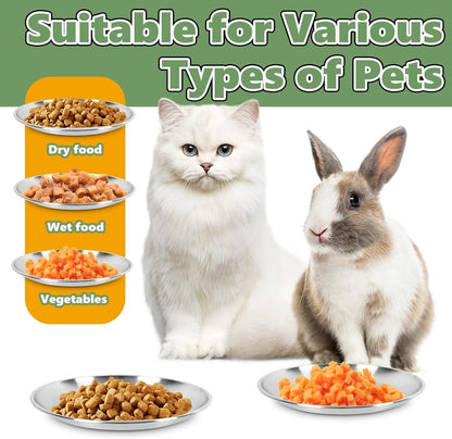 4-Pack Stainless Steel Cat Food Bowls, Whisker-Friendly Plates
