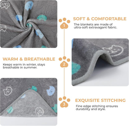 Luciphia 3 Pack Cute Cat Blankets Cozy Small Throw for Pet Puppy,23"x16"