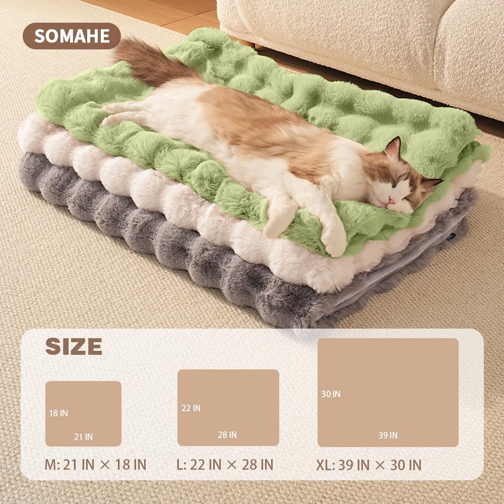 SOMAHE Soft Faux Fur Cat Blanket, Washable, Small 22x18 Fruit Green