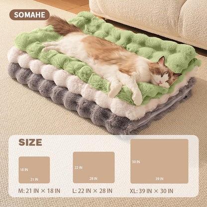 SOMAHE Soft Faux Fur Cat Blanket, Washable, Small 22x18 Fruit Green