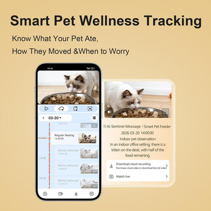 Automatic Cat Feeder with 2K Camera, 6.5L Smart App Control 5G/2.4WiFi