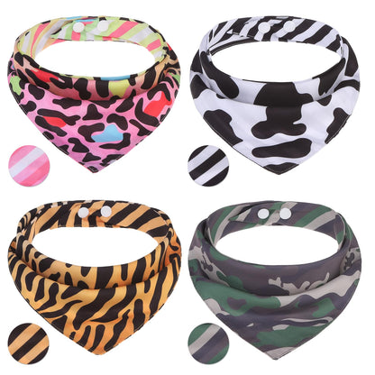 PAWCHIE Dog Bandanas Small Reversible Styles Pet Triangle Scarf Bibs - Adjustable with Two Snaps - Kerchief Set Accessories for Dogs, Puppy, Cats Red