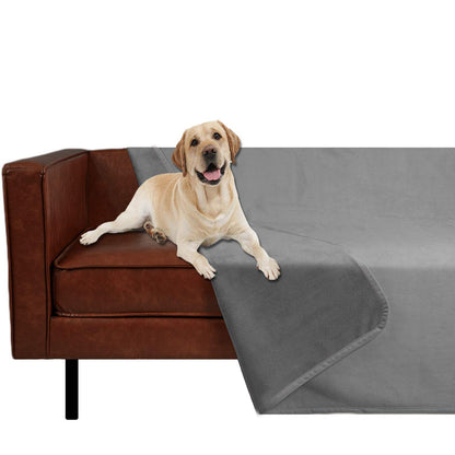 Ameritex Pet Bed Blanket Reversible 100% Waterproof Velvet Super Soft for Sofa and Bed (52x82 Inches, Light Grey+Grey)