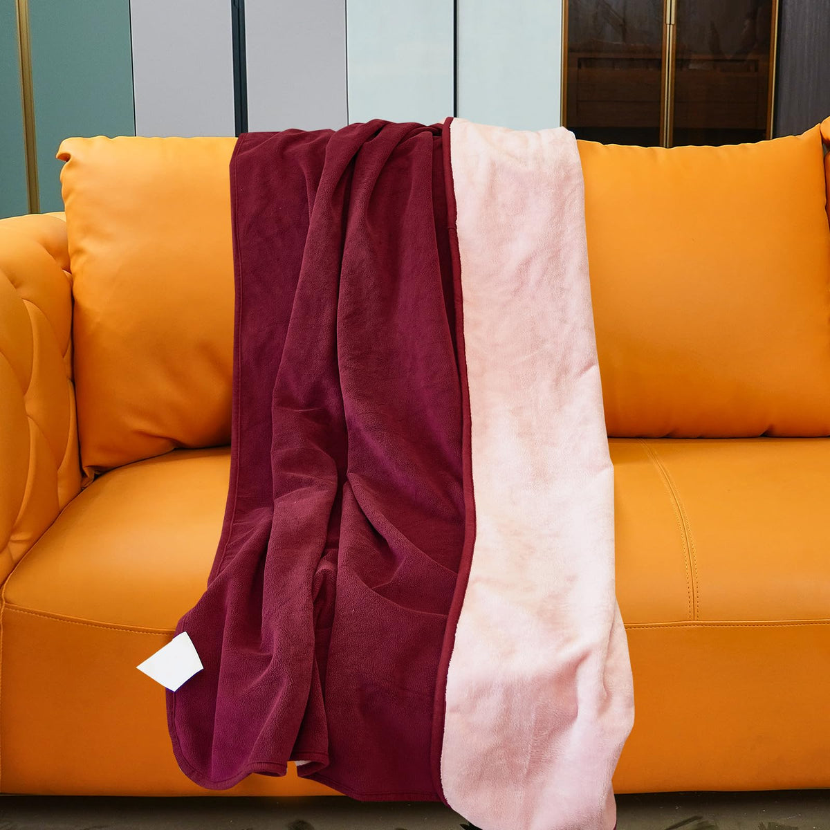 Ahinahwap Waterproof Blanket for Bed Couch Sofa, Reversible & Reusable Cat, Dog Blanket Waterproof Washable, Small Water Resistant Blankets, Leakproof (40"x60", Burgundy/Rose Pink)