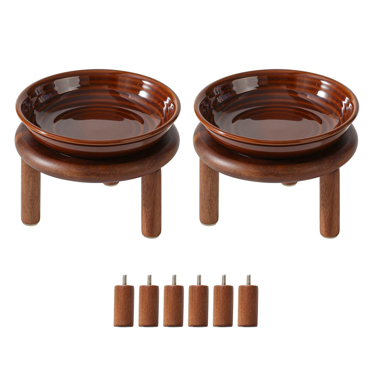 Havniva Elevated Cat Bowls, Ceramic Cat Bowl with Bamboo Stand Wide Opening
