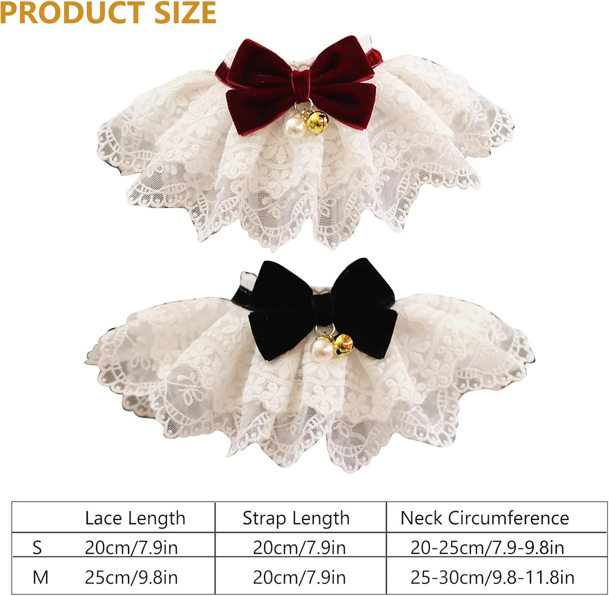 Pet Lace Bib Collar with Bow, Decorative Scarf for Dogs and Cats, Small Size, Comfortable Wear