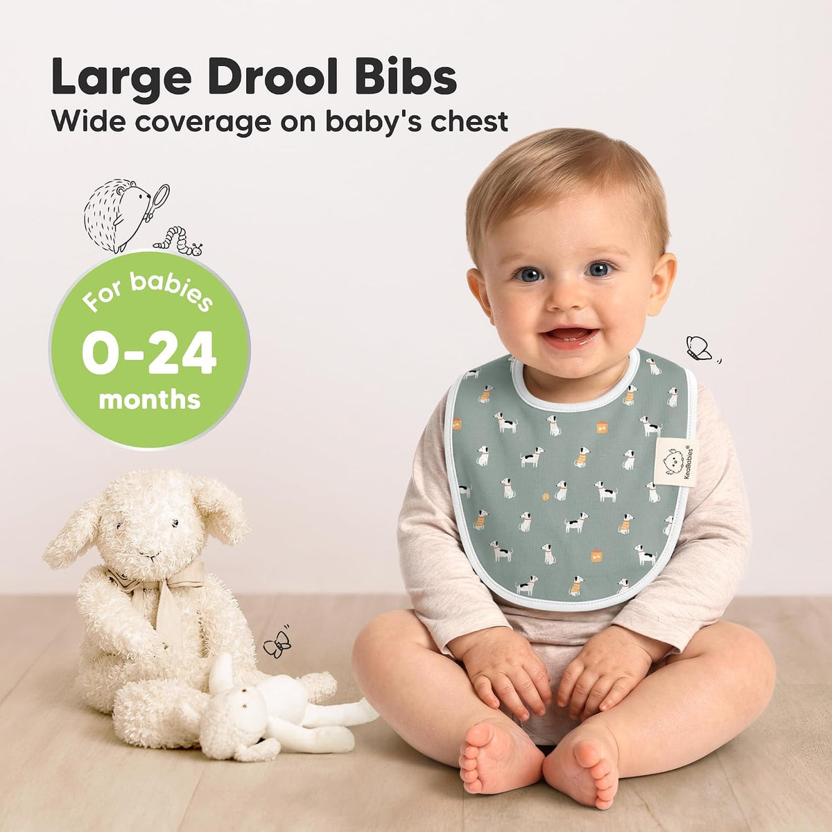 KeaBabies 8-Pack Organic Baby Bibs for Drooling and Teething (Pets & Paws)