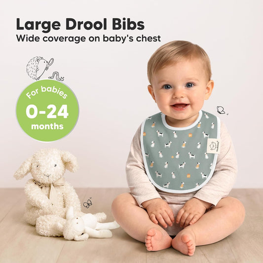 KeaBabies 8-Pack Organic Baby Bibs for Drooling and Teething (Pets & Paws)