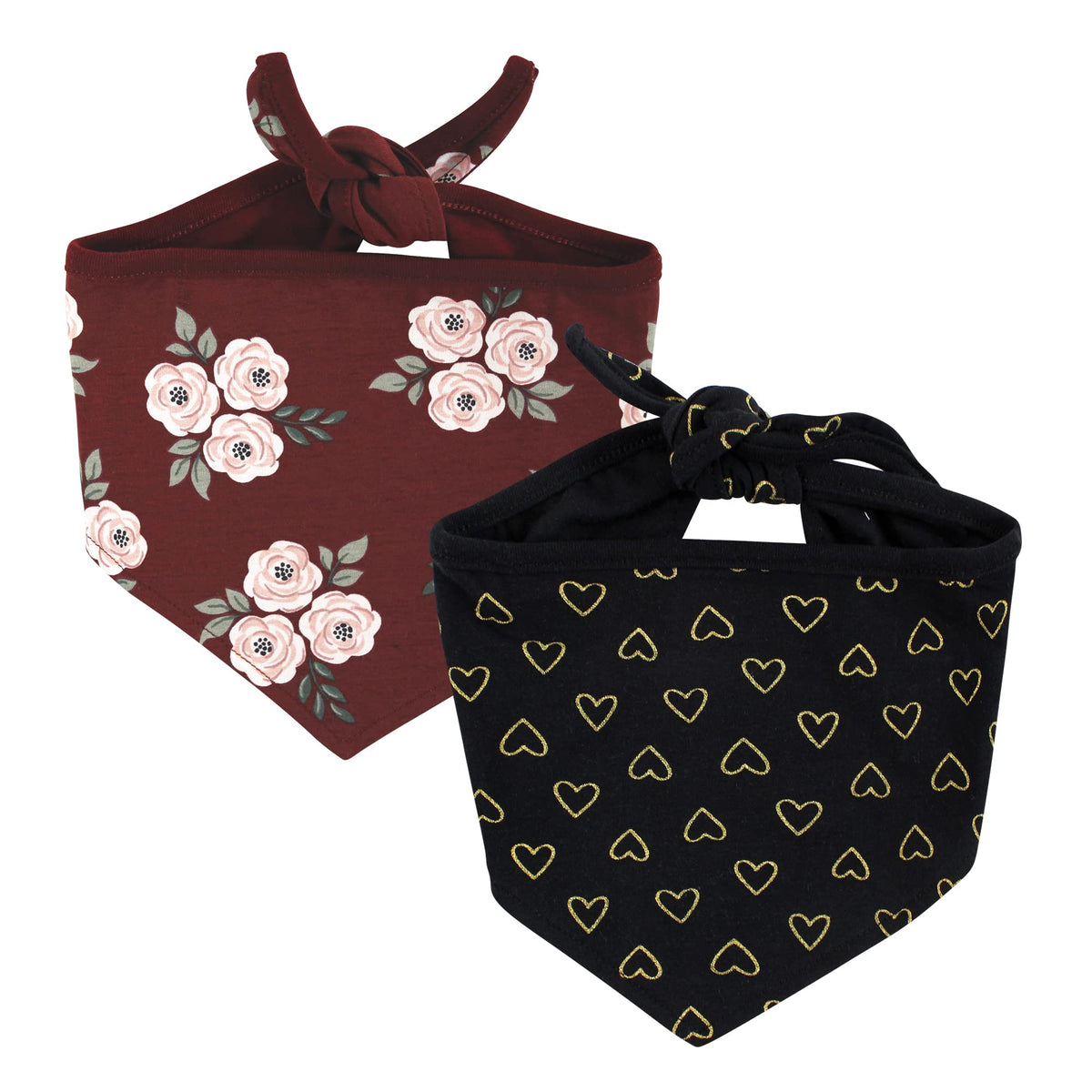 Luvable Friends Dog Reversible Pet Dog and Cat Bandana Bibs 2pk, Houndstooth Hearts, One Size