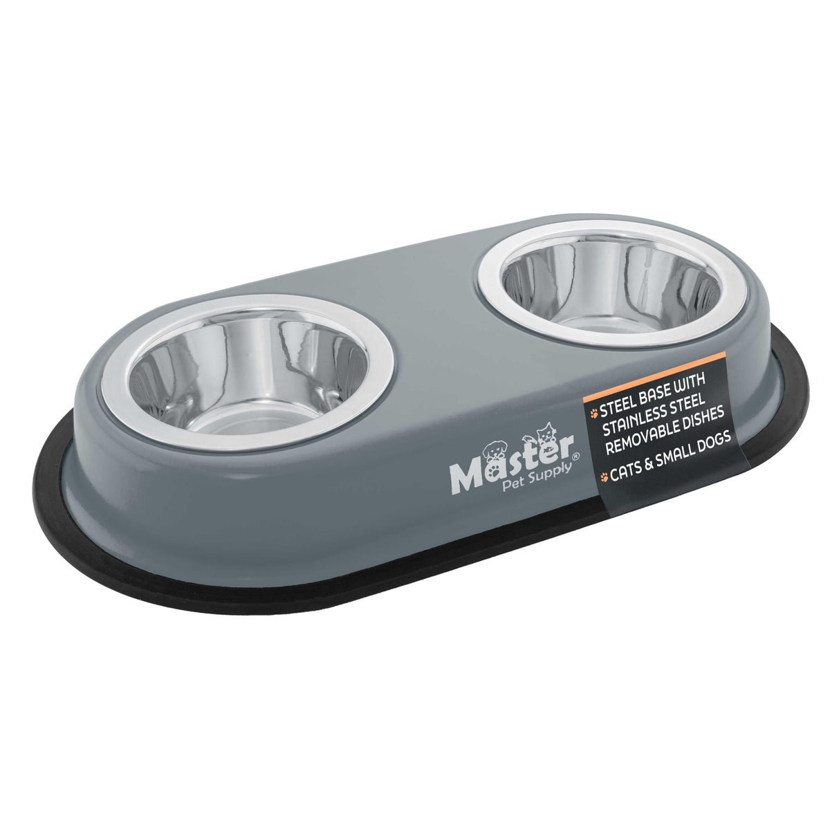 Master Pet Supply Double Dog Bowls Set with Elevated Base Black Velvet