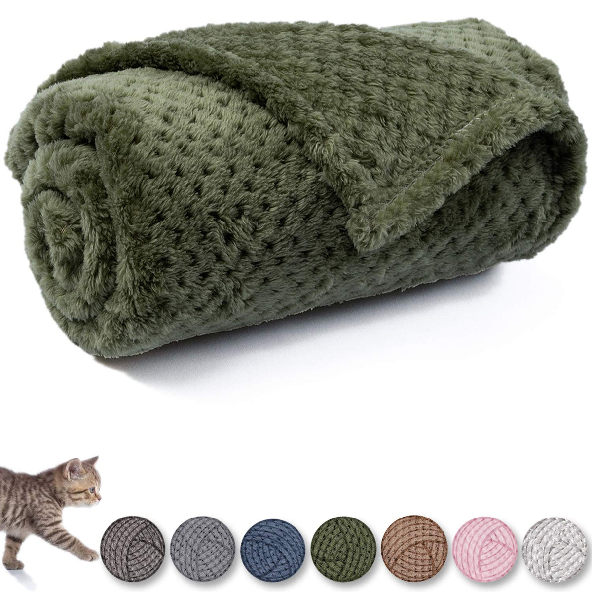 Warm Soft Fuzzy Dog or Cat Blanket, Plush Fleece Throws for Puppy, Kitten, Medium, Large Dogs - Blue (M/32" x 40")